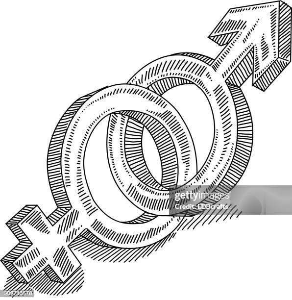 ilustrações de stock, clip art, desenhos animados e ícones de símbolo de sexo masculino e do sexo feminino desenho - desenho a lápis