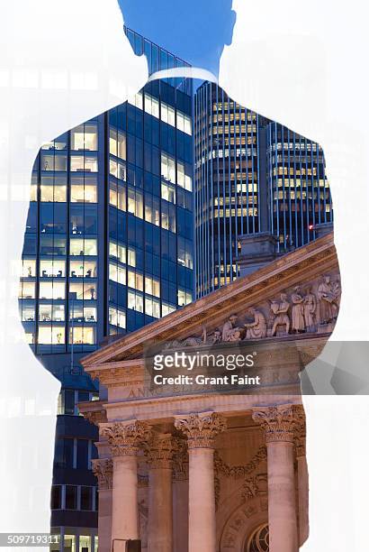 view of banking area. - banker doppelbelichtung stock-fotos und bilder