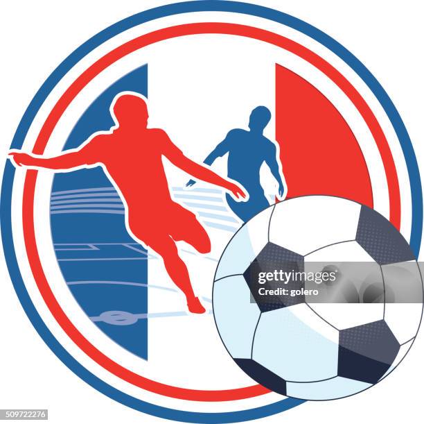 fußball-spieler-symbol in französischen farben - famous footballers silhouette stock-grafiken, -clipart, -cartoons und -symbole