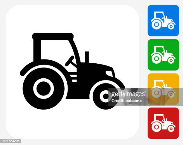 ilustrações, clipart, desenhos animados e ícones de trator ícone plana de design gráfico - tractor