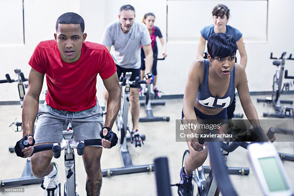 People on a exercising class