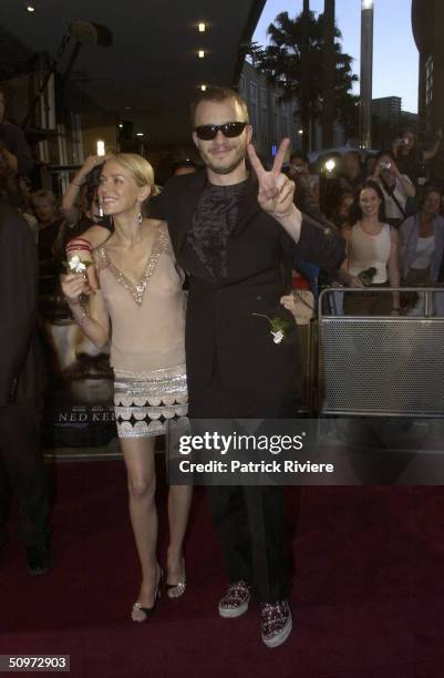 Naomi Watts and Heath Ledger at the film premiere of 'Ned Kelly' in Sydney at Fox Studios. .