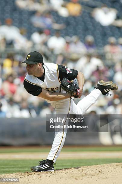 Pitcher Josh Fogg of the Pittsburgh Pirates on the mound during the game against the Los Angeles Dodgers on May 9, 2004 at PNC Park in Pittsburgh,...