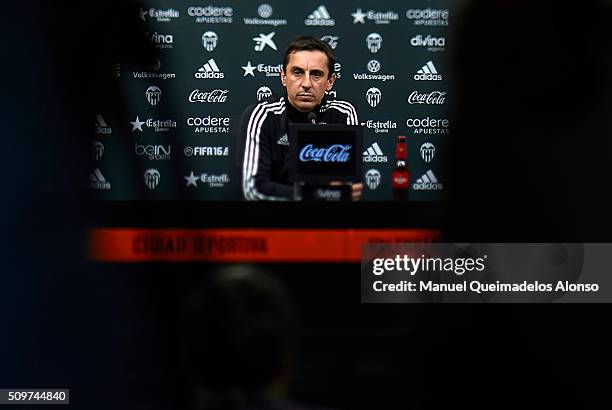 Gary Neville manager of Valencia CF faces the media during a press conference ahead La Liga match between Valencia CF and RCD Espanyol at Paterna...