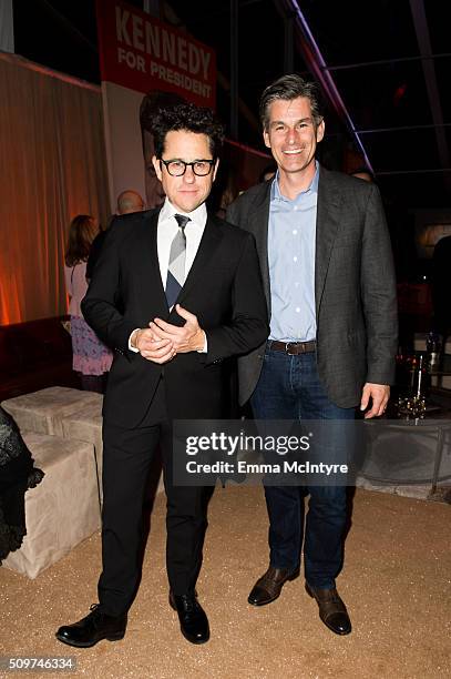 Executive Producer J.J Abrams and Hulu CEO Mike Hopkins attend the Hulu Original '11.22.63' premiere at Regency Bruin Theatre on February 11, 2016 in...