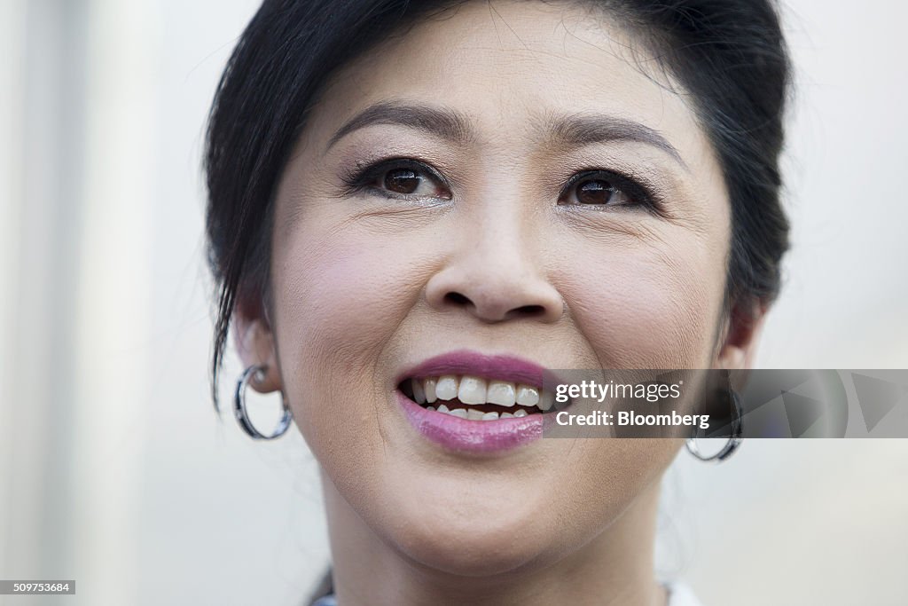 Former Thai Prime Minister Yingluck Shinawatra Hosts News Conference At Her Home