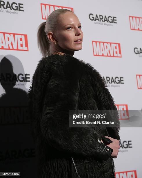 Fashion model Rignhild Jevne attends the Marvel cover release event with Garage Magazine on February 11, 2016 in New York City.