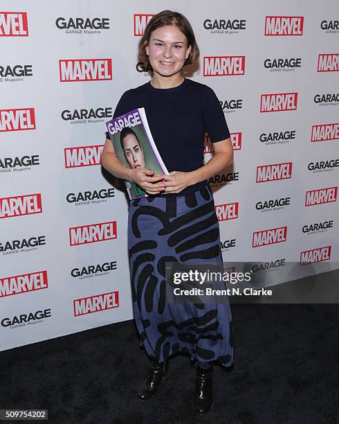 Giovanna Olmos attends the Marvel cover release event with Garage Magazine on February 11, 2016 in New York City.