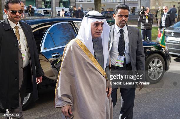 Adel bin Ahmed Al-Jubeir , Minister for Foreign Affairs of the Kingdom of Saudi Arabia, arrives for the 2016 Munich Security Conference at the...