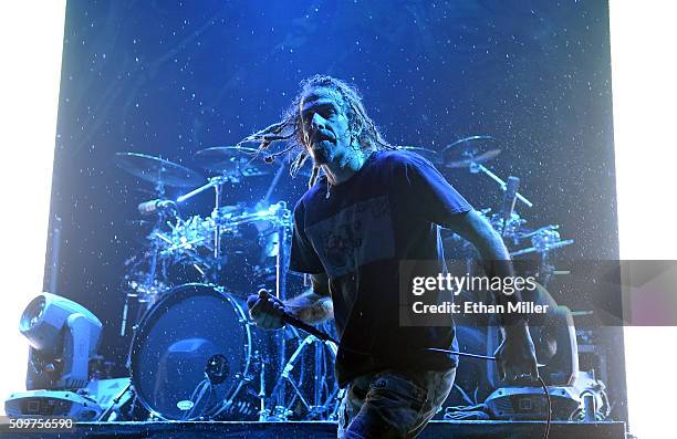Singer Randy Blythe of Lamb of God performs at Brooklyn Bowl Las Vegas at The LINQ Promenade on February 11, 2016 in Las Vegas, Nevada.