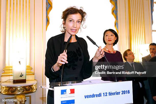 Audrey Azoulay Newly Appointed French Minister of Culture and Communication instead of Fleur Pellerin at Minister of Culture on February 12, 2016 in...