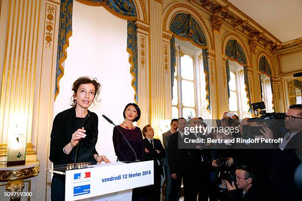 Audrey Azoulay Newly Appointed French Minister of Culture and Communication instead of Fleur Pellerin at Minister of Culture on February 12, 2016 in...