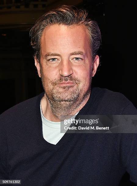 Matthew Perry poses at a photocall for "The End Of Longing", a new play which he wrote and stars in at The Playhouse Theatre, on February 8, 2016 in...