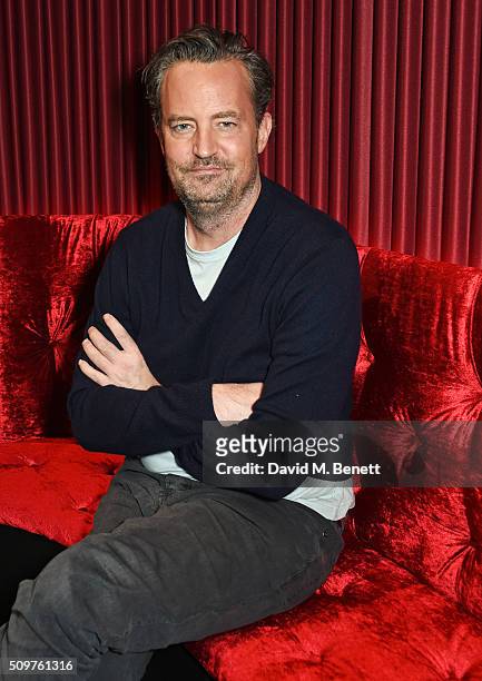 Matthew Perry poses at a photocall for "The End Of Longing", a new play which he wrote and stars in at The Playhouse Theatre, on February 8, 2016 in...