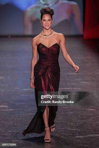 Ballerina Misty Copeland wearing David Meister walks the runway at The American Heart Association's Go Red For Women Red Dress Collection 2016...