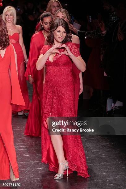 Food writer Gail Simmons walks the runway finale at The American Heart Association's Go Red For Women Red Dress Collection 2016 Presented By Macy's...