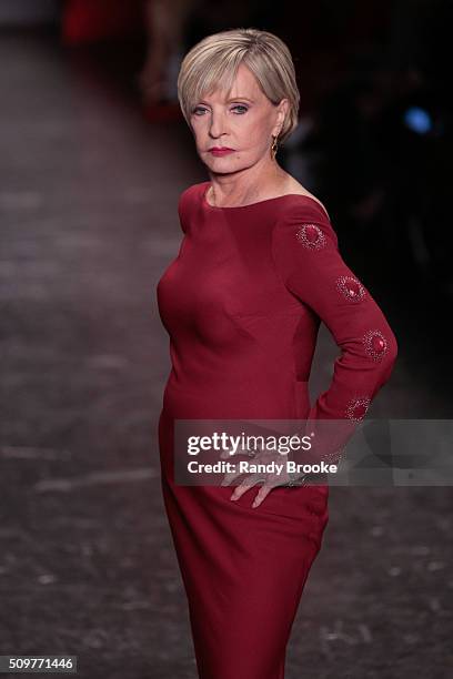Actress Florence Henderson wearing Pamella Roland walks the runway at The American Heart Association's Go Red For Women Red Dress Collection 2016...