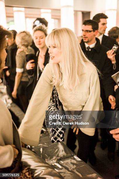 German model and actress Claudia Schiffer attends a fashion show at Karl Lagerfeld's Chanel headquarters, Paris, France, 2010.