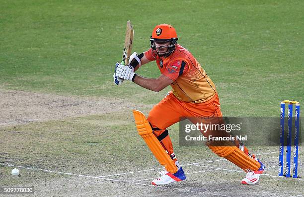 Graeme Smith of Virgo Super Kings bats during the Oxigen Masters Champions League Semi Final match between Leo Lions and Virgo Super Kings at Dubai...
