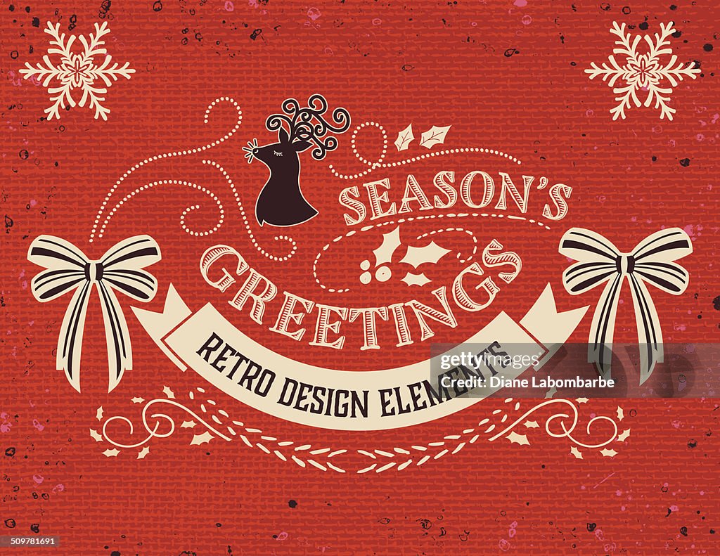 Reindeer Christmas Ornaments Template On Red Burlap