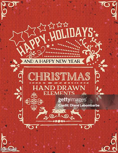 retro christmas ornaments template on red burlap - burlap pattern stock illustrations