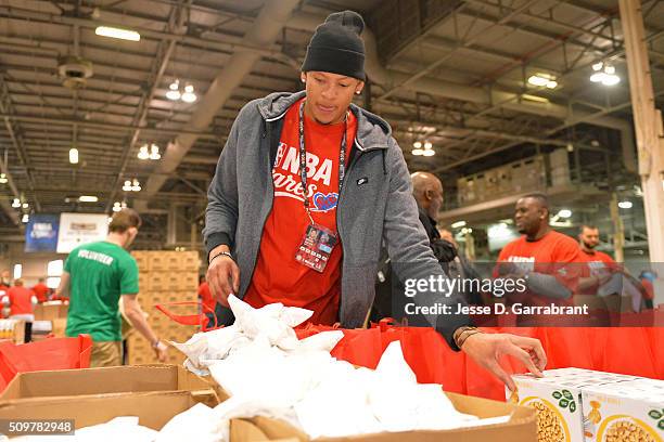 Cares Ambassador, Isaiah Austin participates during NBA Cares All-Star Day of Service as part of 2016 All-Star Weekend at NBA Centre Court of the...