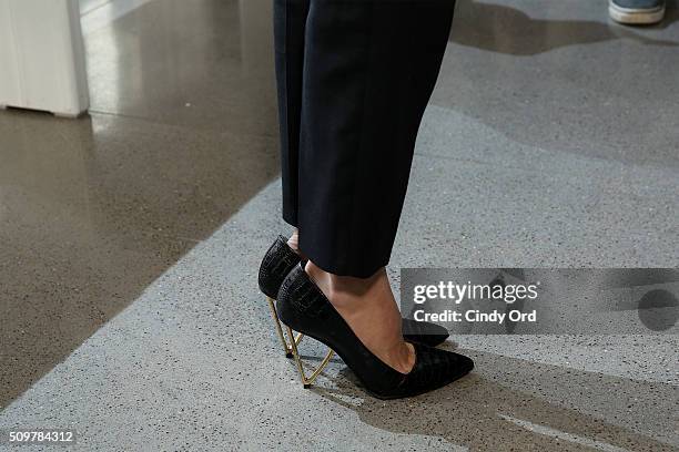 Model Martha Hunt, shoe detail, attends the Jason Wu Fall 2016 fashion show during New York Fashion Week at Spring Studios on February 12, 2016 in...