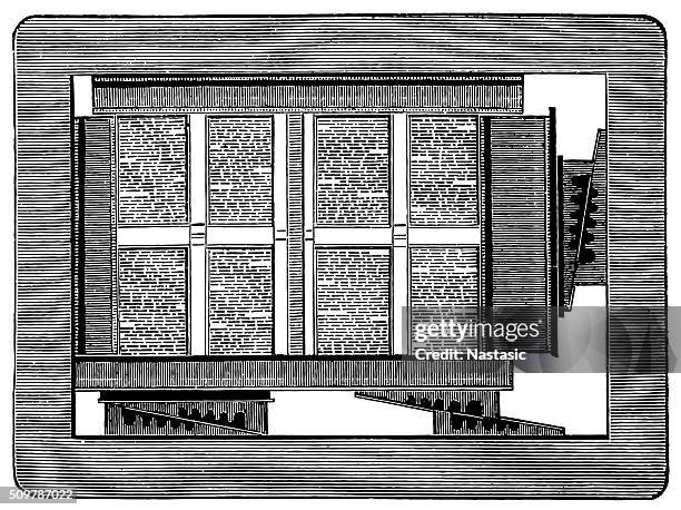 typesetting (antique engraving) - printing process stock illustrations