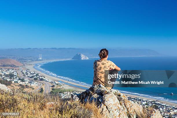 a hike along the coastal bluffs of cayucos. - cayucos stock pictures, royalty-free photos & images