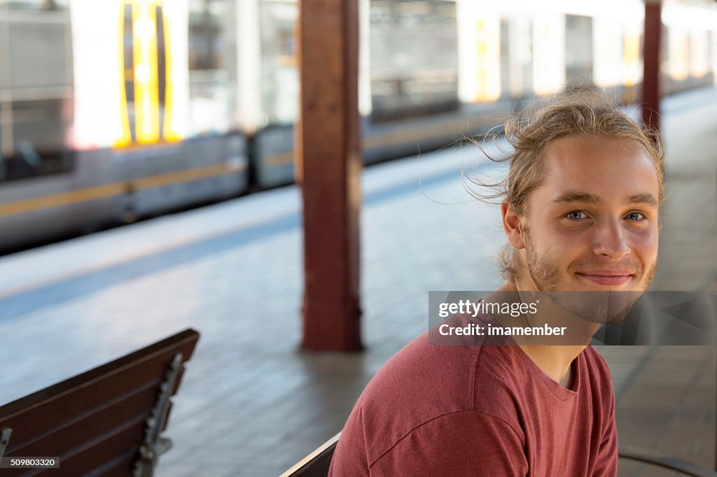 Portrait of teenage boy looking at camera, copy space