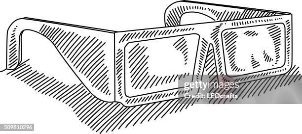 3d glasses drawing - 3d glasses stock illustrations