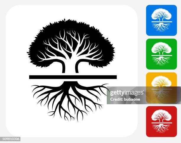 tree icon flat graphic design - origins stock illustrations