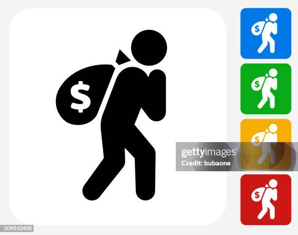 bildbanksillustrationer, clip art samt tecknat material och ikoner med moneybags icon flat graphic design - stealing