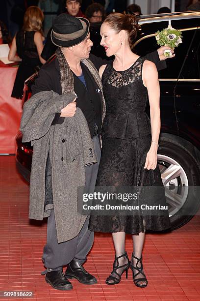 Denis Lavant and Simone-Elise Girard attend the 'Boris without Beatrice' premiere during the 66th Berlinale International Film Festival Berlin at...