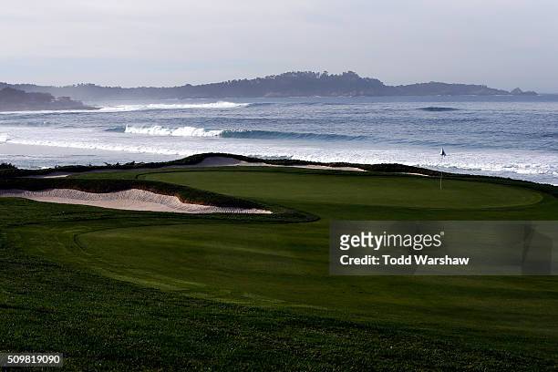 General view of the eighth fairway during the second round of the AT&T Pebble Beach National Pro-Am at the Pebble Beach Golf Links on February 12,...