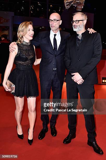 Dounia Sichov, James Hyndman and Denis Cote attend the 'Boris without Beatrice' premiere during the 66th Berlinale International Film Festival Berlin...