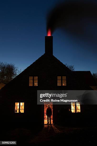 man in door, house - fire window stock pictures, royalty-free photos & images