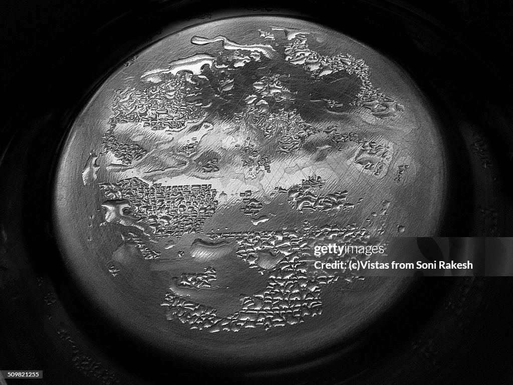 Condensed water pattern on A steel plate