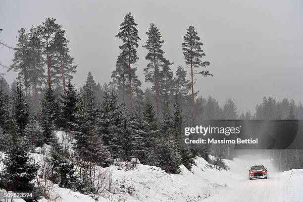 Craig Breen of Ireland and Scott Martin of Great Britain compete in their Abu Dhabi Total WRT Citroen DS3 WRC during Day One of the WRC Sweden on...