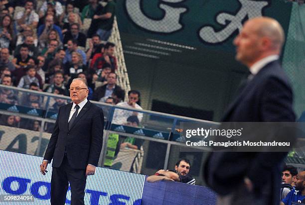 Dusan Ivkovic, Head Coach of Anadolu Efes Istanbul react during the Turkish Airlines Euroleague Basketball Top 16 Round 7 game between Panathinaikos...