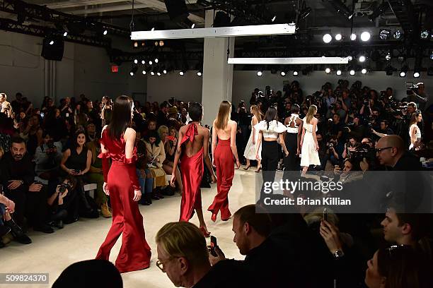 Models walk the runway during the Cushnie et Ochs show during Fall 2016 New York Fashion Week: The Shows at Skylight at Clarkson Sq on February 12,...