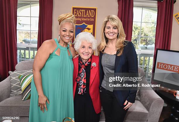 Actresses Kim Fields, Charlotte Rae and Lisa Whelchel attend Hallmark's Home and Family "Facts Of Life Reunion" at Universal Studios Backlot on...