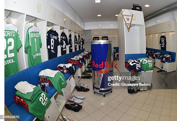 General view of dressing room of Vicenza Calcio prior the Serie B match between Pescara Calcio and Vicenza Calcio at Adriatico Stadium on February...