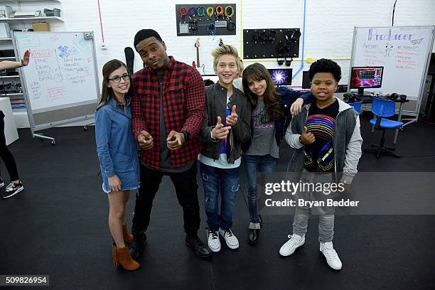 Madisyn Shipman, Kel Mitchell, Thomas Kuc, Cree Cicchino and Benjamin Flores of Nickelodeon's Game Shakers visits Pixel Academy on February 12, 2016...