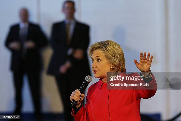 Democratic presidential candidate Hillary Clinton speaks to voters in South Carolina a day after her debate with rival candidate Bernie Sanders on...