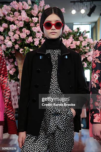 Model poses at the Kate Spade New York Presentation of Fall 2016 during New York Fashion Week at The Rainbow Room on February 12, 2016 in New York...