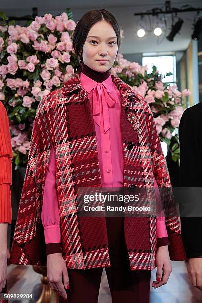 Model poses at the Kate Spade New York Presentation of Fall 2016 during New York Fashion Week at The Rainbow Room on February 12, 2016 in New York...