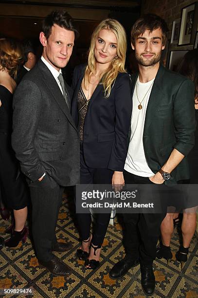 Matt Smith, Lily Donaldson and Douglas Booth attend Harvey Weinstein's pre-BAFTA dinner in partnership with Burberry and GREY GOOSE at Little House...