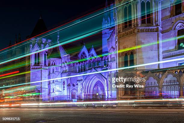 royal courts of justice light trails - fleet street stock pictures, royalty-free photos & images