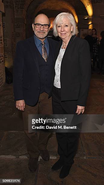 David Suchet and Sheila Ferris attend the press night after party of "Nell Gwynn" at The Crypt St Martins on February 12, 2016 in London, England.